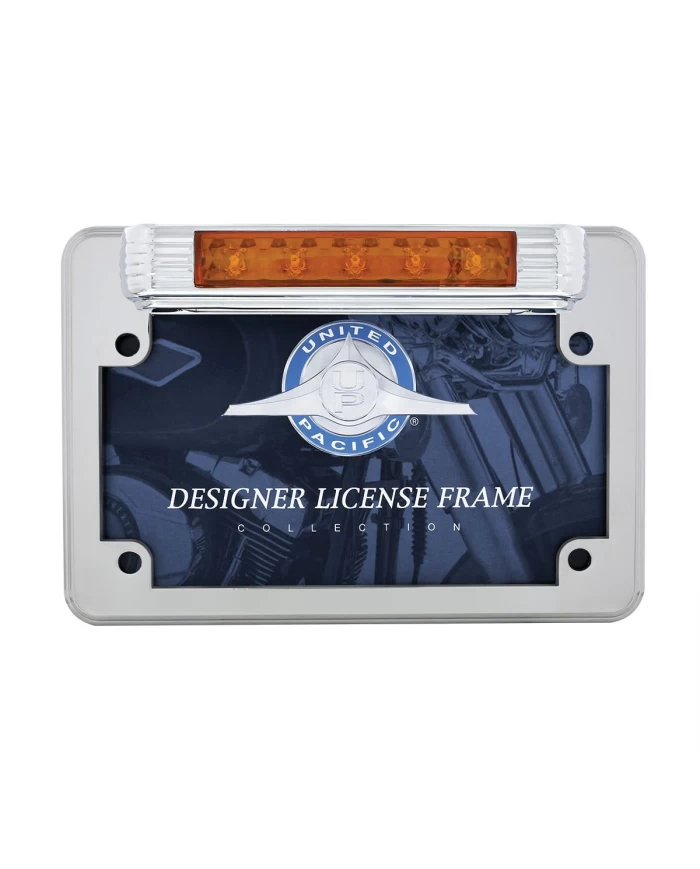 (CARD) MOTORCYCLE CHROME LICENSE PLATE FRAME WITH LED AUXILIARY LIGHT AND LED LICENSE LIGHT (CARD) MOTORCYCLE CHROME LICENSE PLATE FRAME WITH LED AUXILIARY LIGHT AND LED LICENSE LIGHT