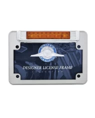 (CARD) MOTORCYCLE CHROME LICENSE PLATE FRAME WITH LED AUXILIARY LIGHT AND LED LICENSE LIGHT (CARD) MOTORCYCLE CHROME LICENSE PLATE FRAME WITH LED AUXILIARY LIGHT AND LED LICENSE LIGHT