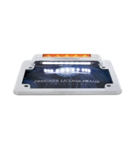 (CARD) MOTORCYCLE CHROME LICENSE PLATE FRAME WITH LED AUXILIARY LIGHT AND LED LICENSE LIGHT (CARD) MOTORCYCLE CHROME LICENSE PLATE FRAME WITH LED AUXILIARY LIGHT AND LED LICENSE LIGHT