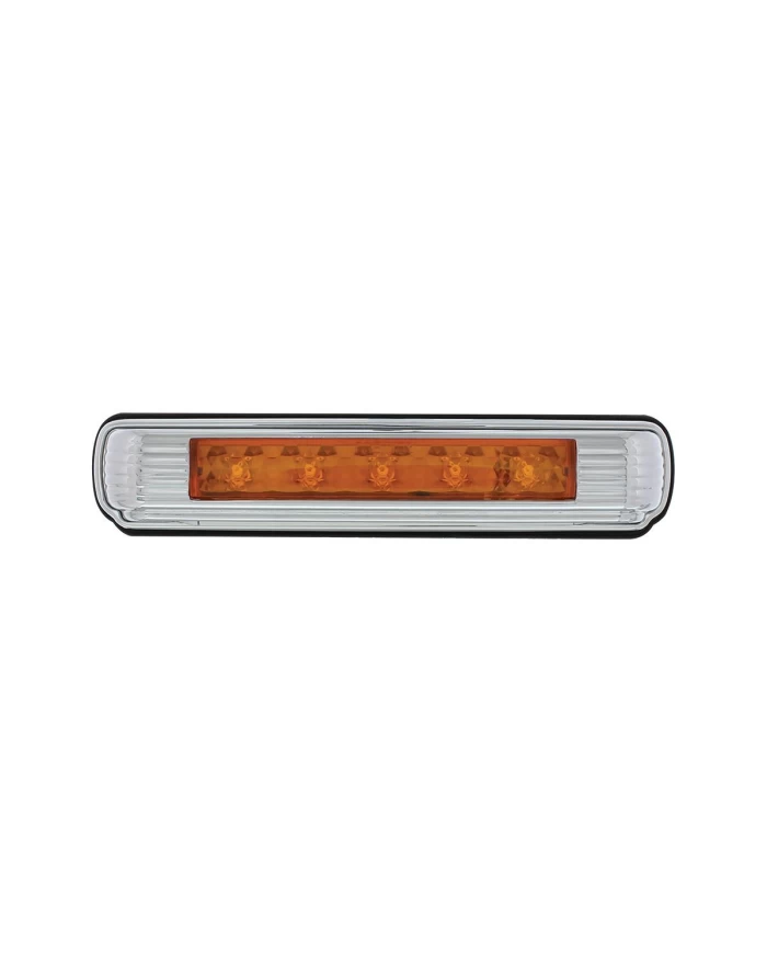(CARD) CHROME LICENSE PLATE LIGHT WITH AMBER LED AUXILIARY LIGHT, ART DECO FLUSH MOUNT DESIGN