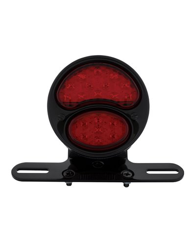 (BOX) ALL-BLACK LED "DUOLAMP" MOTORCYCLE REAR FENDER TAIL LIGHT, ALL RED LED LENS, 12 VOLT (BOX) ALL-BLACK LED "DUOLAMP" MOTORCYCLE REAR FENDER TAIL LIGHT, ALL RED LED LENS, 12 VOLT