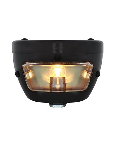 (BOX) ALL-BLACK "DUOLAMP" MOTORCYCLE REAR FENDER TAIL LIGHT, RED GLASS LENS W/ BLUE DOT, 12 VOLT (BOX) ALL-BLACK "DUOLAMP" MOTORCYCLE REAR FENDER TAIL LIGHT, RED GLASS LENS W/ BLUE DOT, 12 VOLT