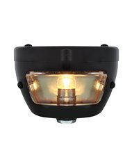 (BOX) ALL-BLACK "DUOLAMP" MOTORCYCLE REAR FENDER TAIL LIGHT, RED GLASS LENS, 12 VOLT