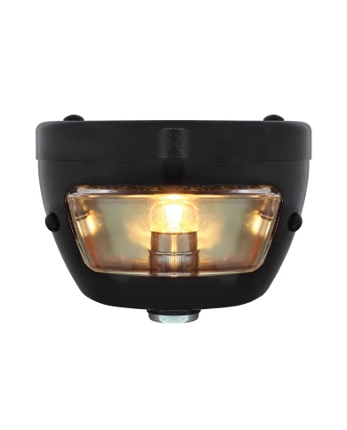 (BOX) ALL-BLACK "DUOLAMP" MOTORCYCLE REAR FENDER TAIL LIGHT, GLASS LENS W/ ""STOP" LETTERING, 12 VOLT (BOX) ALL-BLACK "DUOLAMP" MOTORCYCLE REAR FENDER TAIL LIGHT, GLASS LENS W/ ""STOP" LETTERING, 12 VOLT