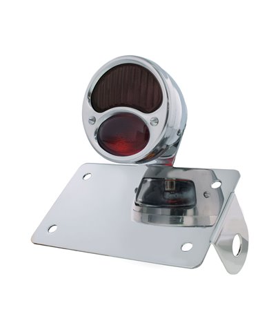 (BOX) "BOBBER" STYLE "1928 DUO LAMP" TAIL LIGHT WITH RED GLASS LENS - HORIZONTAL (BOX) "BOBBER" STYLE "1928 DUO LAMP" TAIL LIGHT WITH RED GLASS LENS - HORIZONTAL