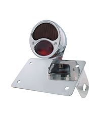 (BOX) "BOBBER" STYLE "1928 DUO LAMP" TAIL LIGHT WITH RED GLASS LENS - HORIZONTAL (BOX) "BOBBER" STYLE "1928 DUO LAMP" TAIL LIGHT WITH RED GLASS LENS - HORIZONTAL