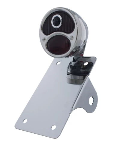 (BOX)"BOBBER" STYLE "1928 DUO LAMP" TAIL LIGHT WITH RED GLASS LENS & BLUE DOT - VERTICAL (BOX)"BOBBER" STYLE "1928 DUO LAMP" TAIL LIGHT WITH RED GLASS LENS & BLUE DOT - VERTICAL