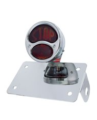 (BOX) "BOBBER" STYLE "1928 DUO LAMP" TAIL LIGHT WITH RED "STOP" GLASS LENS - HORIZONTAL (BOX) "BOBBER" STYLE "1928 DUO LAMP" TAIL LIGHT WITH RED "STOP" GLASS LENS - HORIZONTAL
