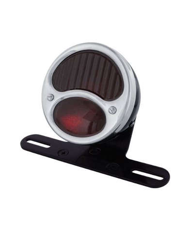 (BOX) BLACK "1928 DUO LAMP" TAIL LIGHT WITH RED GLASS LENS (BOX) BLACK "1928 DUO LAMP" TAIL LIGHT WITH RED GLASS LENS