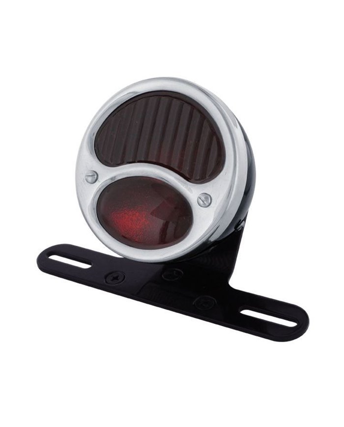 (BOX) BLACK "1928 DUO LAMP" TAIL LIGHT WITH RED GLASS LENS (BOX) BLACK "1928 DUO LAMP" TAIL LIGHT WITH RED GLASS LENS