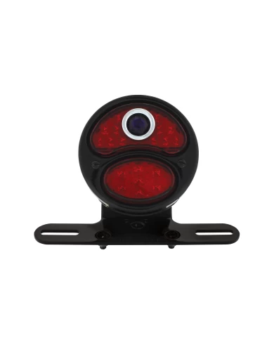 (BOX) ALL-BLACK LED "DUOLAMP" MOTORCYCLE REAR FENDER TAIL LIGHT, RED LED LENS W/ LED BLUE DOT, 12 VOLT (BOX) ALL-BLACK LED "DUOLAMP" MOTORCYCLE REAR FENDER TAIL LIGHT, RED LED LENS W/ LED BLUE DOT, 12 VOLT