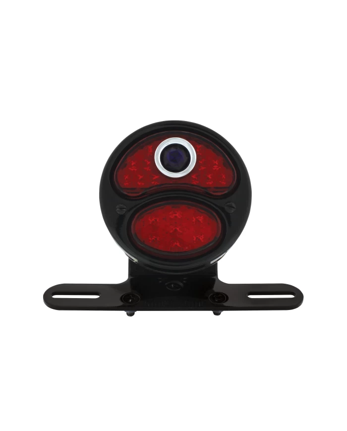 (BOX) ALL-BLACK LED "DUOLAMP" MOTORCYCLE REAR FENDER TAIL LIGHT, RED LED LENS W/ LED BLUE DOT, 12 VOLT (BOX) ALL-BLACK LED "DUOLAMP" MOTORCYCLE REAR FENDER TAIL LIGHT, RED LED LENS W/ LED BLUE DOT, 12 VOLT