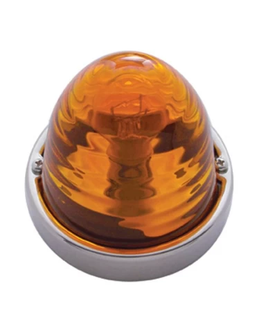 (BULK) LARGE GLASS MARKER LIGHT W/ 1157 BULB - AMBER BEEHIVE LENS (BULK) LARGE GLASS MARKER LIGHT W/ 1157 BULB - AMBER BEEHIVE LENS