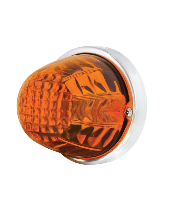 (BULK) LARGE GLASS FLUSH MOUNT MARKER LIGHT - DARK AMBER CRYSTAL GLASS LENS