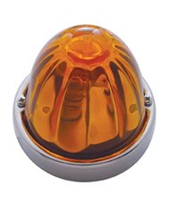 (BULK) LARGE GLASS MARKER LIGHT W/ 1157 BULB - AMBER WATERMELON LENS
