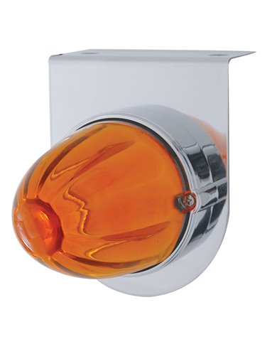 (BULK) STAINLESS STEEL LIGHT BRACKET W/ 1 AMBER WATERMELON GLASS LENS (BULK) STAINLESS STEEL LIGHT BRACKET W/ 1 AMBER WATERMELON GLASS LENS
