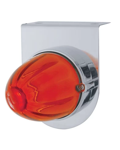 (BULK) STAINLESS STEEL LIGHT BRACKET W/ 1 DARK AMBER WATERMELON GLASS LENS (BULK) STAINLESS STEEL LIGHT BRACKET W/ 1 DARK AMBER WATERMELON GLASS LENS