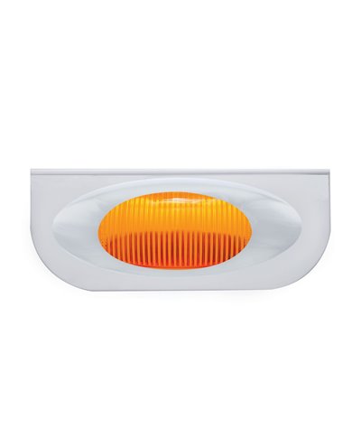 (BULK) STAINLESS STEEL LIGHT BRACKET W/ ONE 12 AMBER LED "PHANTOM I" LIGHT W/ CHROME PLASTIC BEZEL (BULK) STAINLESS STEEL LIGHT BRACKET W/ ONE 12 AMBER LED "PHANTOM I" LIGHT W/ CHROME PLASTIC BEZEL