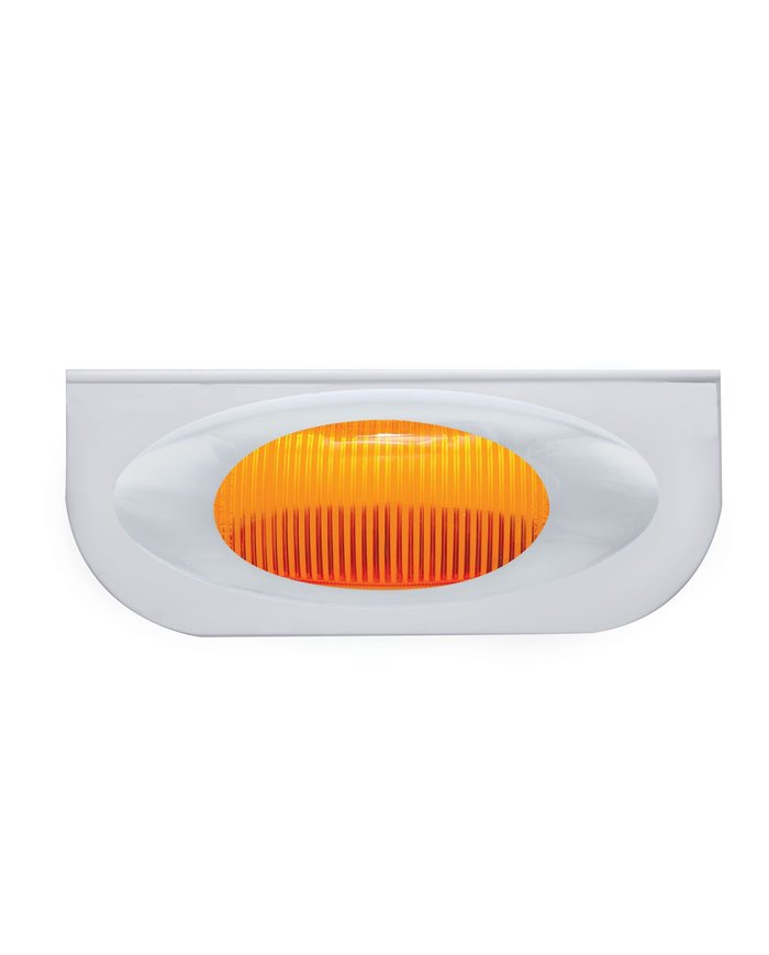 (BULK) STAINLESS STEEL LIGHT BRACKET W/ ONE 12 AMBER LED "PHANTOM I" LIGHT W/ CHROME PLASTIC BEZEL