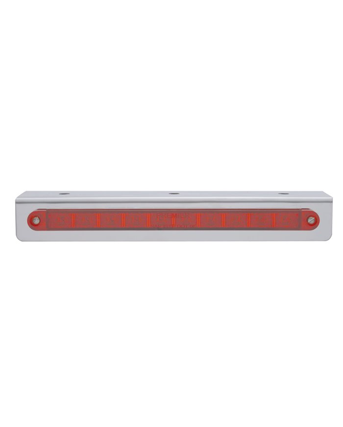 (BULK) STAINLESS STEEL BRACKET W/ONE 10 LED 9" STRIP LIGHT - RED LED/RED LENS