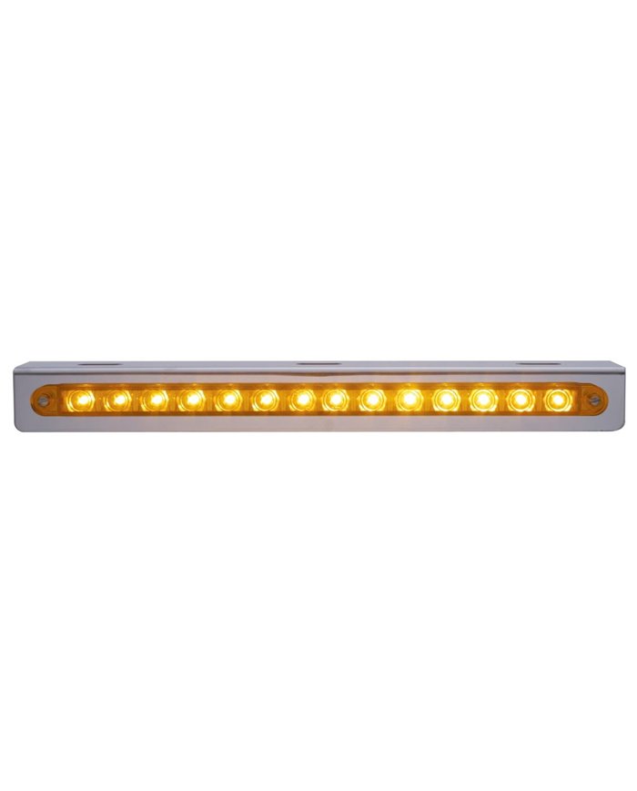 (BULK) STAINLESS STEEL BRACKET W/ONE 14 LED 12" STRIP LIGHT - AMBER LED/AMBER LENS