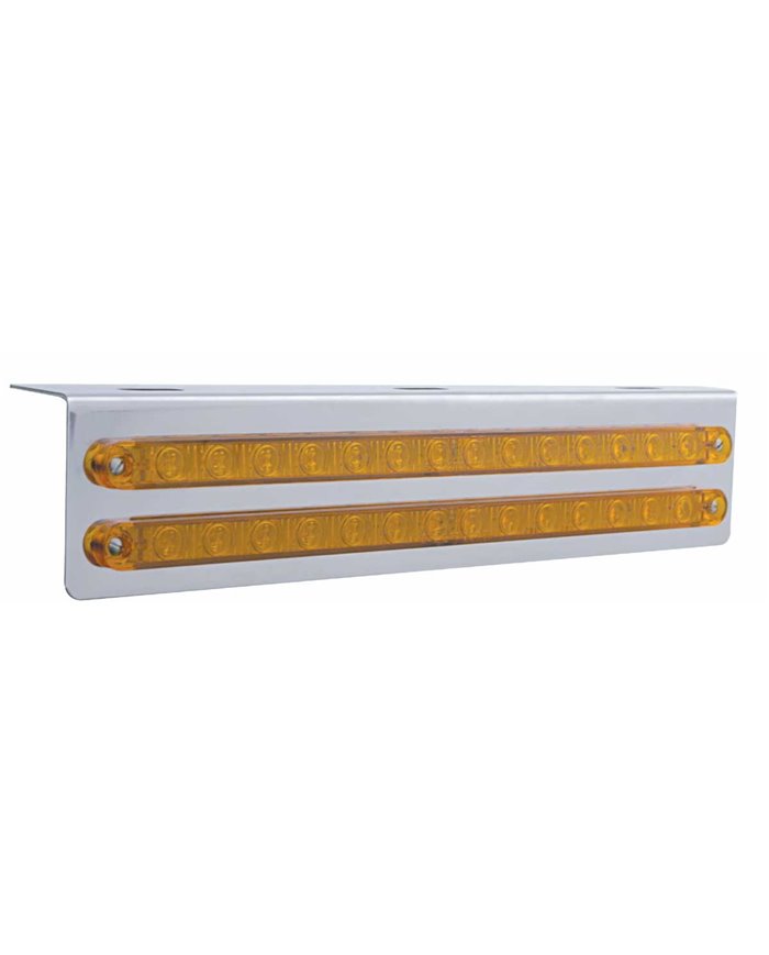 (BULK) STAINLESS STEEL BRACKET W/ TWO 14 LED 12" STRIP LIGHTS - AMBER LED/AMBER LENS x 2 (BULK) STAINLESS STEEL BRACKET W/ TWO 14 LED 12" STRIP LIGHTS - AMBER LED/AMBER LENS x 2
