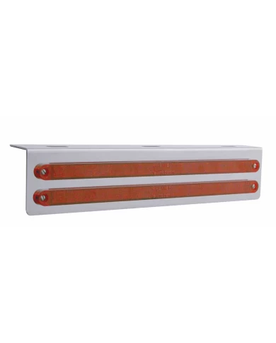 (BULK) STAINLESS STEEL BRACKET W/ TWO 14 LED 12" STRIP LIGHTS - RED LED/RED LENS x 2 (BULK) STAINLESS STEEL BRACKET W/ TWO 14 LED 12" STRIP LIGHTS - RED LED/RED LENS x 2