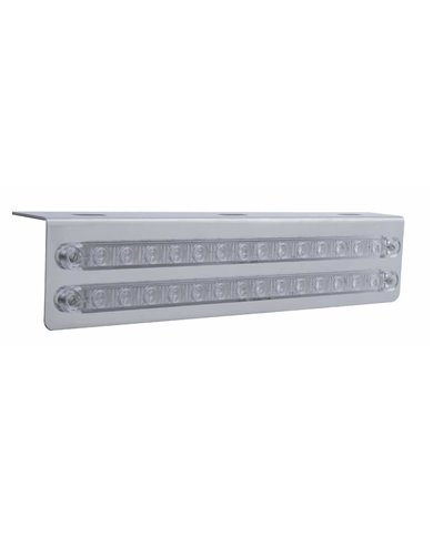 (BULK) STAINLESS STEEL BRACKET W/ TWO 14 LED 12" STRIP LIGHTS - AMBER LED/CLEAR LENS x 2 (BULK) STAINLESS STEEL BRACKET W/ TWO 14 LED 12" STRIP LIGHTS - AMBER LED/CLEAR LENS x 2