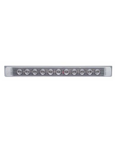 (BULK) STAINLESS STEEL LIGHT BRACKET WITH ONE 11 LED 17 5/16" LIGHT BAR - RED LED/CLEAR LENS (BULK) STAINLESS STEEL LIGHT BRACKET WITH ONE 11 LED 17 5/16" LIGHT BAR - RED LED/CLEAR LENS