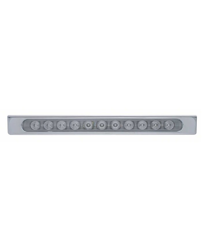 (BULK) STAINLESS STEEL LIGHT BRACKET WITH ONE 11 LED 17 5/16" LIGHT BAR WITH BEZEL - RED LED/CLEAR LENS