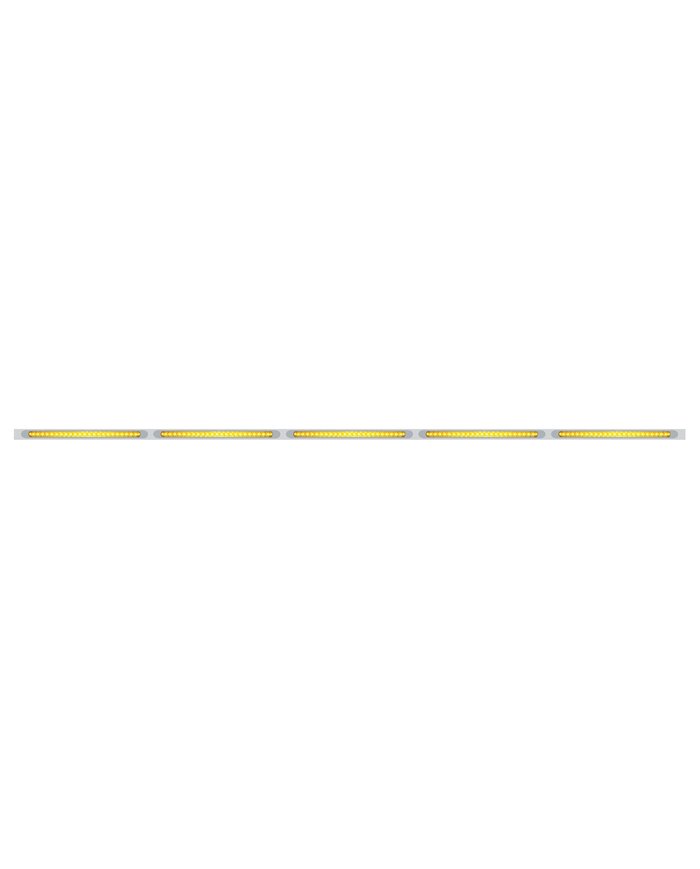 (BULK) 94" STAINLESS STEEL 5 LED CUTOUT BUMPER LIGHT BRACKET W/ 23 AMBER LED 17 1/4" LIGHT BAR WITH BEZEL - AMBER LENS