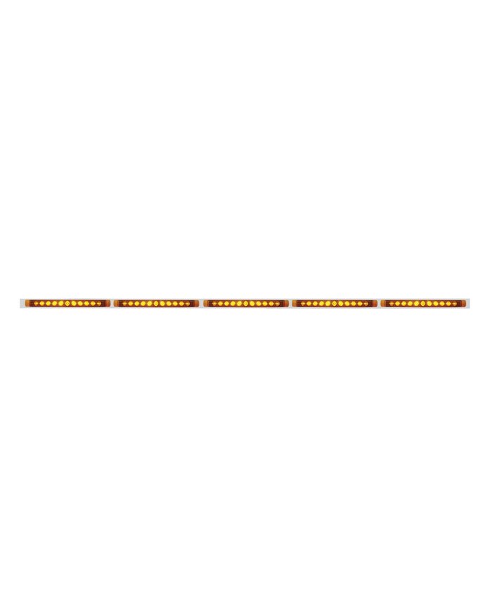 (BULK) 94" STAINLESS STEEL 5 LED CUTOUT BUMPER LIGHT BRACKET W/ 11 AMBER LED 17" LIGHT BAR - AMBER LENS (BULK) 94" STAINLESS STEEL 5 LED CUTOUT BUMPER LIGHT BRACKET W/ 11 AMBER LED 17" LIGHT BAR - AMBER LENS