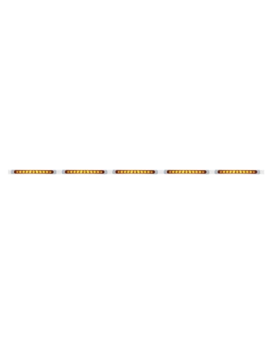 (BULK) 94" STAINLESS STEEL 5 LED CUTOUT BUMPER LIGHT BRACKET W/ 11 AMBER LED 17" LIGHT BAR WITH BEZEL - AMBER LENS (BULK) 94" STAINLESS STEEL 5 LED CUTOUT BUMPER LIGHT BRACKET W/ 11 AMBER LED 17" LIGHT BAR WITH BEZEL - AMBER LENS