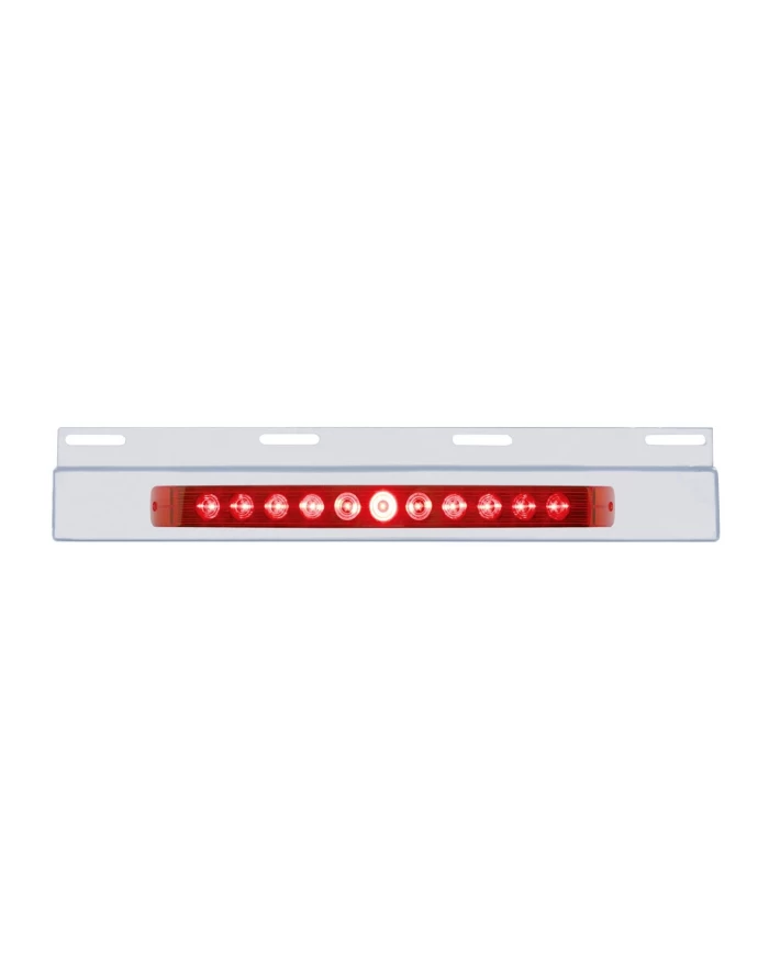 (BULK) STAINLESS STEEL TOP MUD FLAP LIGHT BRACKET W/ 11 RED LED 17" LIGHT BAR - RED LENS