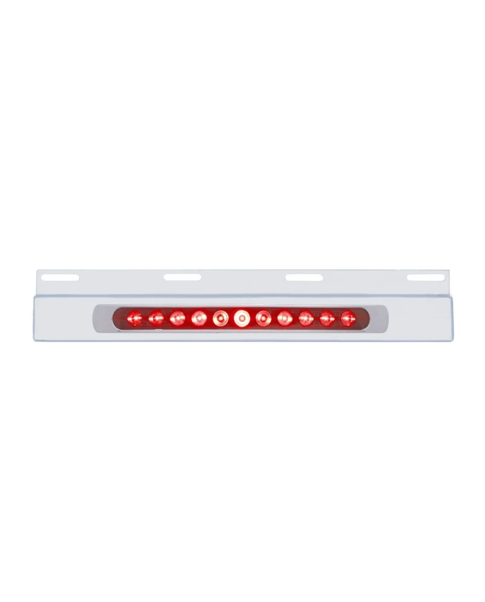 (BULK) STAINLESS STEEL TOP MUD FLAP LIGHT BRACKET W/ 11 RED LED 17" LIGHT BAR W/ BEZEL - RED LENS (BULK) STAINLESS STEEL TOP MUD FLAP LIGHT BRACKET W/ 11 RED LED 17" LIGHT BAR W/ BEZEL - RED LENS