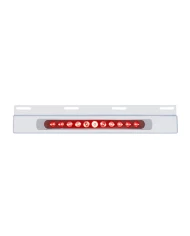 (BULK) STAINLESS STEEL TOP MUD FLAP LIGHT BRACKET W/ 11 RED LED 17" LIGHT BAR W/ BEZEL - RED LENS