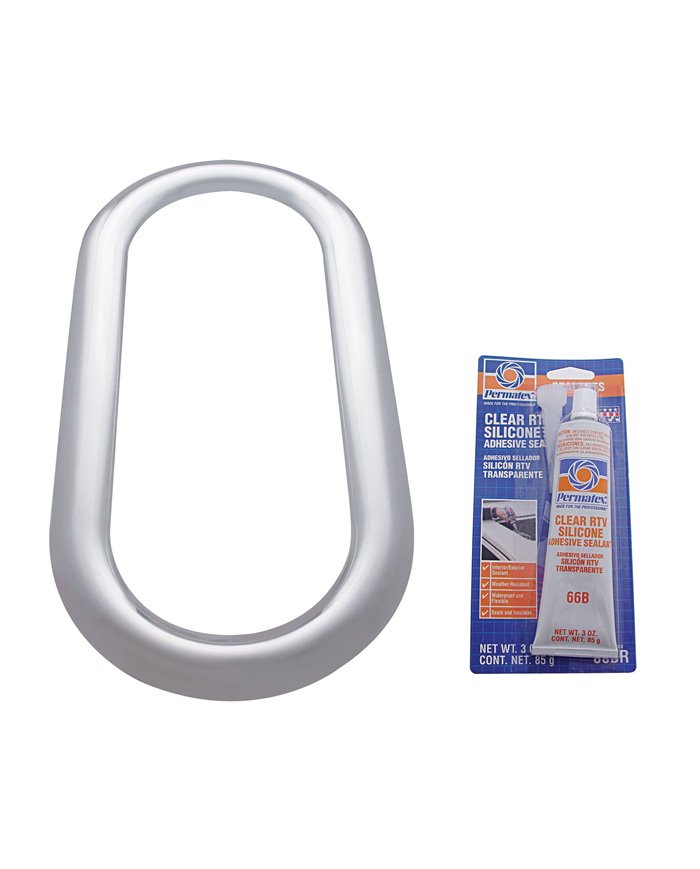 (BULK) STAINLESS STEEL PETERBILT OVAL WINDOW TRIM W/ SEALANT ADHESIVE