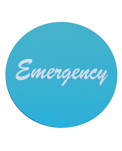 (BULK) ALUMINUM "EMERGENCY" STICKER - BLUE (BULK) ALUMINUM "EMERGENCY" STICKER - BLUE