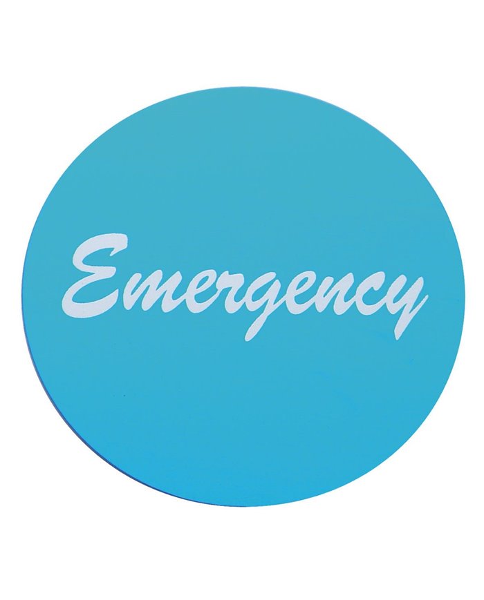 (BULK) ALUMINUM "EMERGENCY" STICKER - BLUE