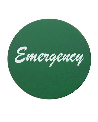 (BULK) ALUMINUM "EMERGENCY" STICKER - GREEN (BULK) ALUMINUM "EMERGENCY" STICKER - GREEN