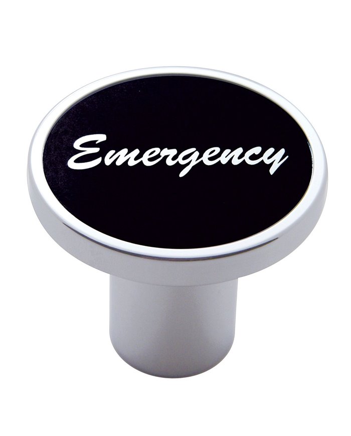 (CARD) CHROME AIR VALVE KNOB W/ "EMERGENCY" ALUMINUM STICKER - BLACK