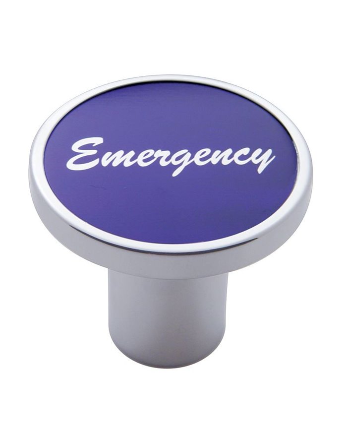 (CARD) CHROME AIR VALVE KNOB W/ "EMERGENCY" ALUMINUM STICKER - PURPLE