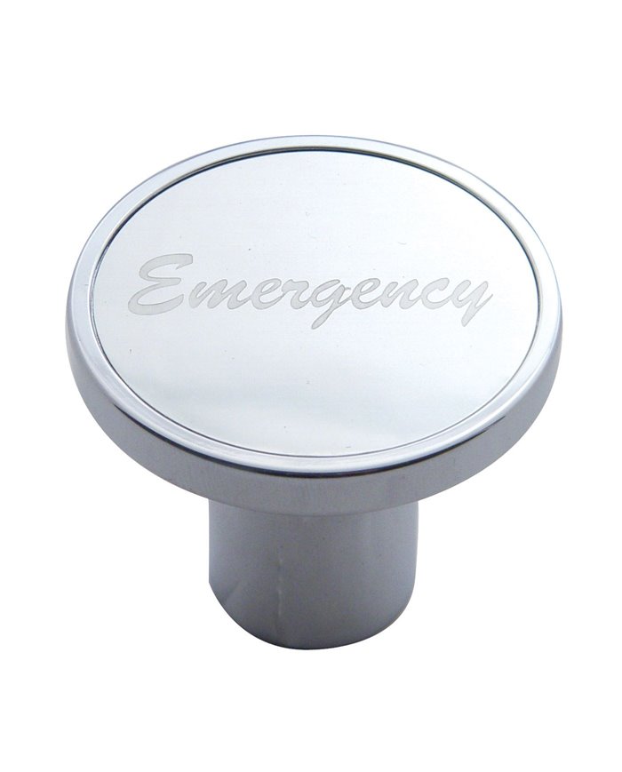 (CARD) CHROME AIR VALVE KNOB W/ "EMERGENCY" ALUMINUM STICKER - SILVER