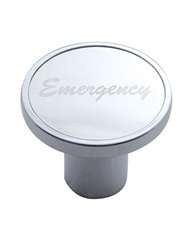 (CARD) CHROME AIR VALVE KNOB W/ "EMERGENCY" ALUMINUM STICKER - SILVER