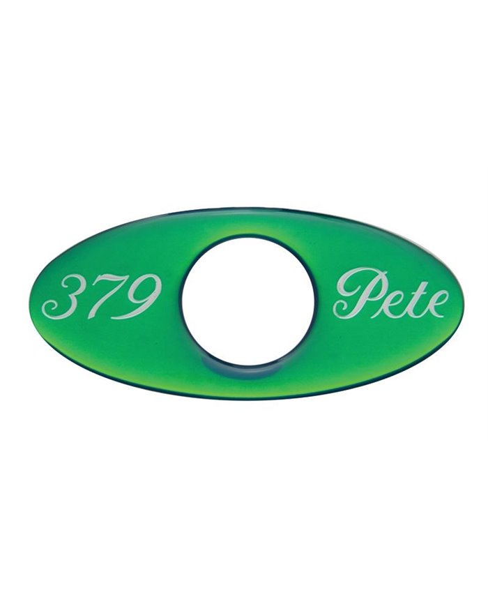 (2/CARD) GLOSSY PETERBILT "379" KEY HOLE GUARD - GREEN