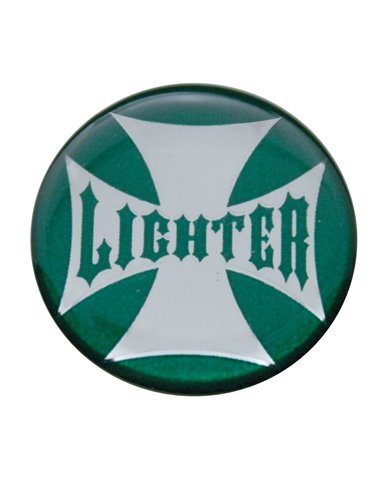 (BULK) ALUMINUM GLOSSY MALTESE CROSS "LIGHTER" STICKER - GREEN (BULK) ALUMINUM GLOSSY MALTESE CROSS "LIGHTER" STICKER - GREEN