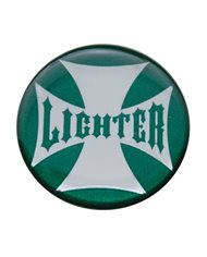 (BULK) ALUMINUM GLOSSY MALTESE CROSS "LIGHTER" STICKER - GREEN (BULK) ALUMINUM GLOSSY MALTESE CROSS "LIGHTER" STICKER - GREEN