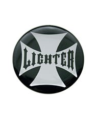 (BULK) ALUMINUM GLOSSY MALTESE CROSS "LIGHTER" STICKER - BLACK (BULK) ALUMINUM GLOSSY MALTESE CROSS "LIGHTER" STICKER - BLACK