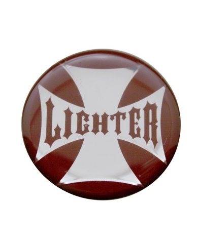 (BULK) ALUMINUM GLOSSY MALTESE CROSS "LIGHTER" STICKER - RED (BULK) ALUMINUM GLOSSY MALTESE CROSS "LIGHTER" STICKER - RED