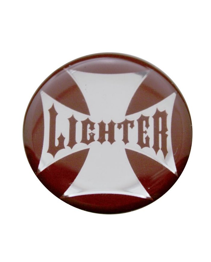 (BULK) ALUMINUM GLOSSY MALTESE CROSS "LIGHTER" STICKER - RED